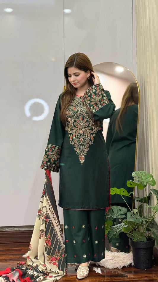 Dinar – Premium Embroidery 3 Piece Linen Set