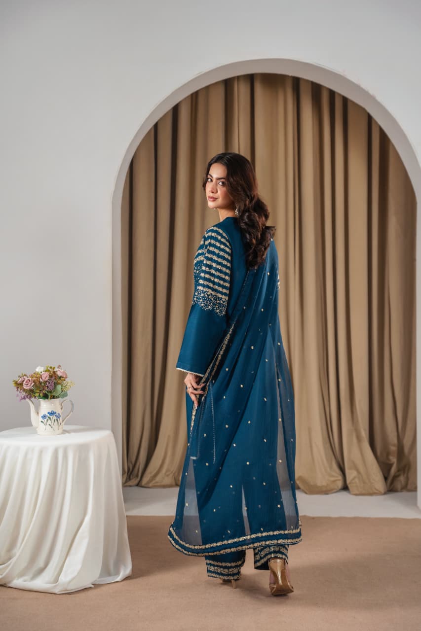 ZINC PEACOCK EMBROIDERED 3PC