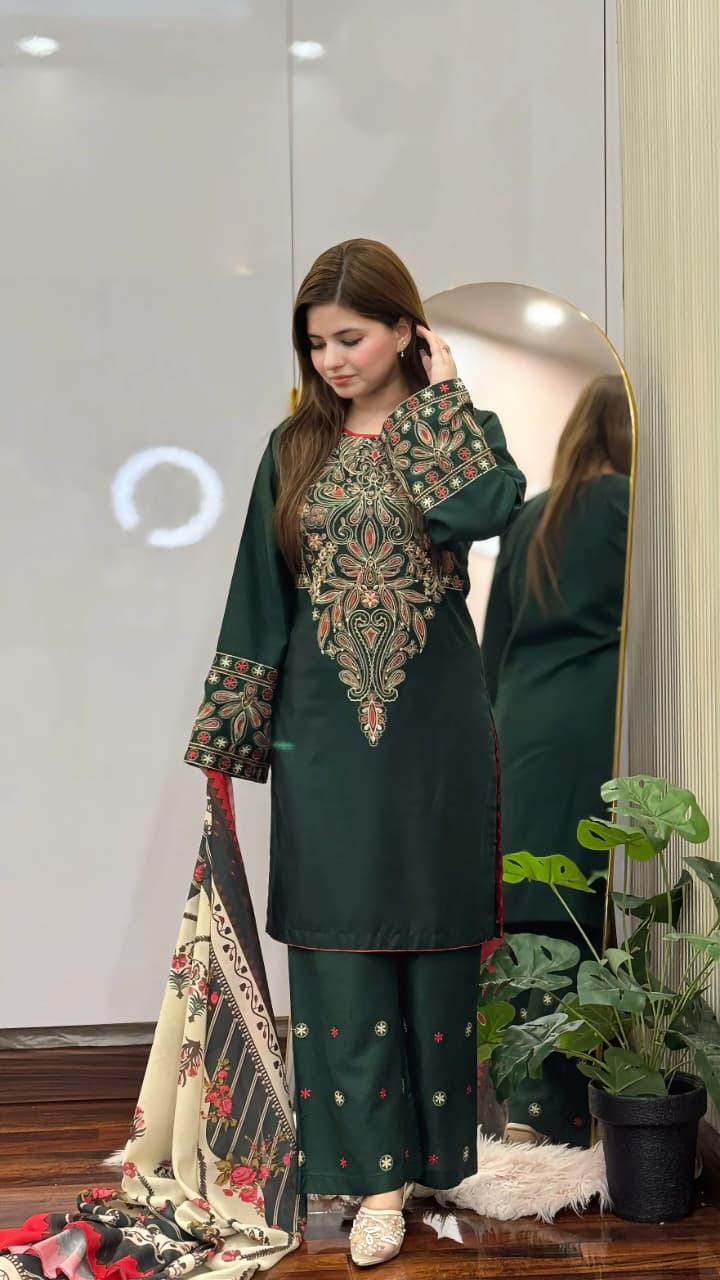Dinar – Premium Embroidery 3 Piece Linen Set
