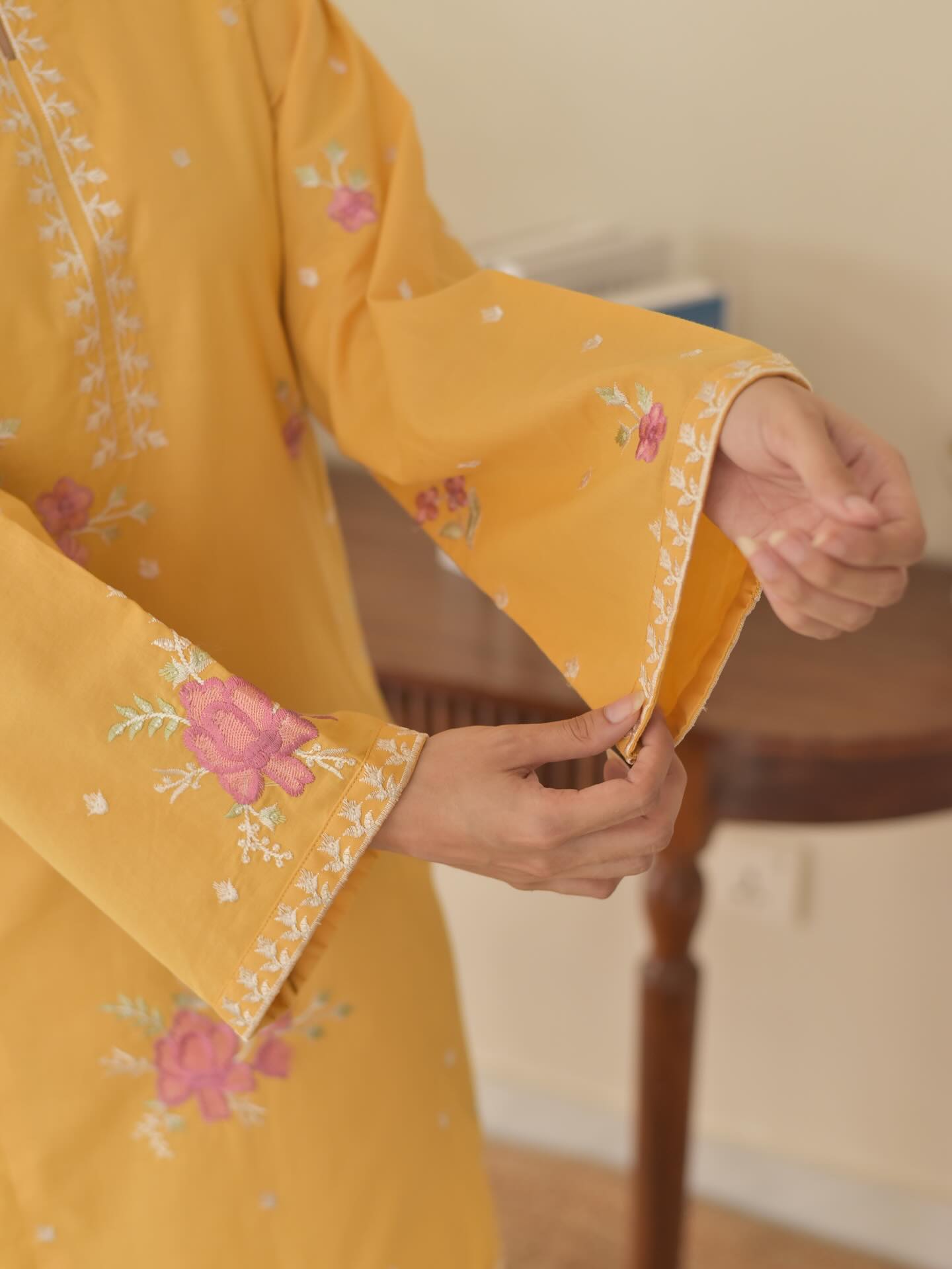 Sunflower – Premium Embroidery 3 Piece Farshi Set 🌻